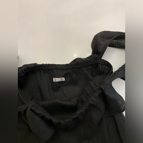 Like New Reformation Madrid Linen Midi Dress Black XS - Picture 8 of 9